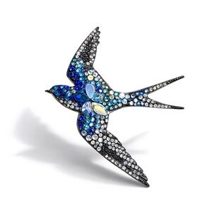 ⚜️ Blue and Silver Crystal Bird Brooch 💎